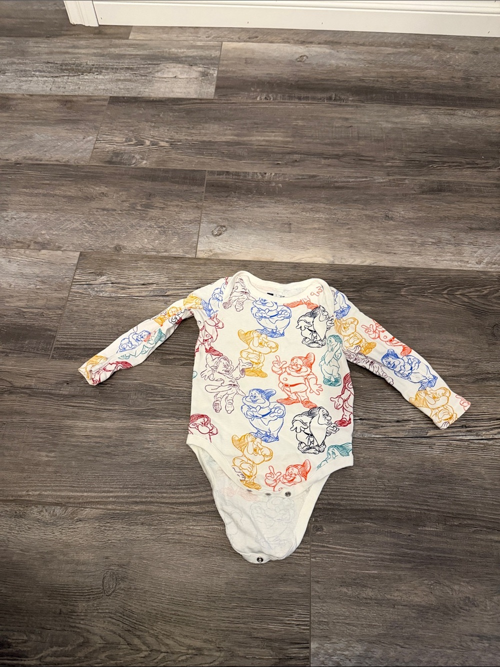 GAP Disney Kids Long-Sleeve One-Piece Bodysuit with Multicolor Character Prints